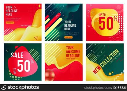 Offers banners. Prommotion square images for big sales social media offers layout vector templates. Illustration of card with offer sale. Offers banners. Prommotion square images for big sales social media offers layout vector templates