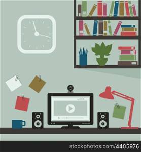 Office a workplace. A vector illustration