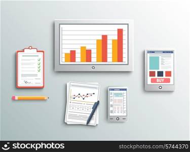 Office and business work elements set