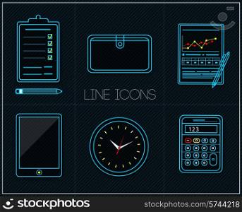 Office and business work elements set. Line icon