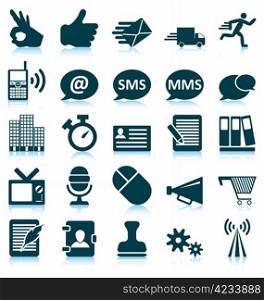 Office and communication icon set. Vector illustration.