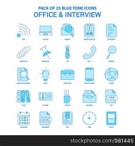 Office and Interview Blue Tone Icon Pack - 25 Icon Sets