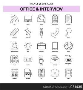 Office and Interview Line Icon Set - 25 Dashed Outline Style