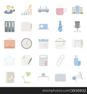 Office and marketing flat icons set vector graphic design. Office and marketing flat icons set