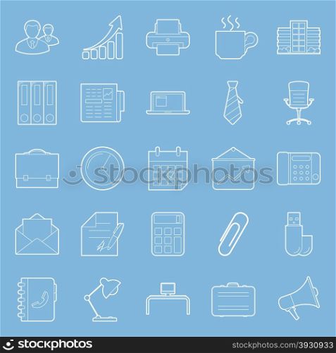 Office and marketing thin lines icons set vector graphic design. Office and marketing thin lines icons set