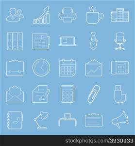 Office and marketing thin lines icons set vector graphic design. Office and marketing thin lines icons set