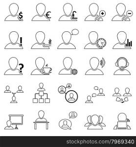Office and People Icon Set in Thin Line Design.