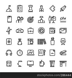 Office and time management icons collection. Strategy and hierarchy, tactics and goal, vector illustration. Office and time management icons collection
