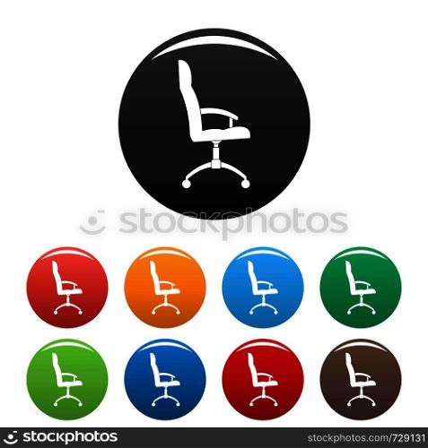 Office armchair icon. Simple illustration of office armchair vector icons set color isolated on white. Office armchair icons set color vector