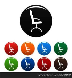 Office armchair icon. Simple illustration of office armchair vector icons set color isolated on white. Office armchair icons set color vector
