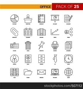 Office Black Line Icon - 25 Business Outline Icon Set