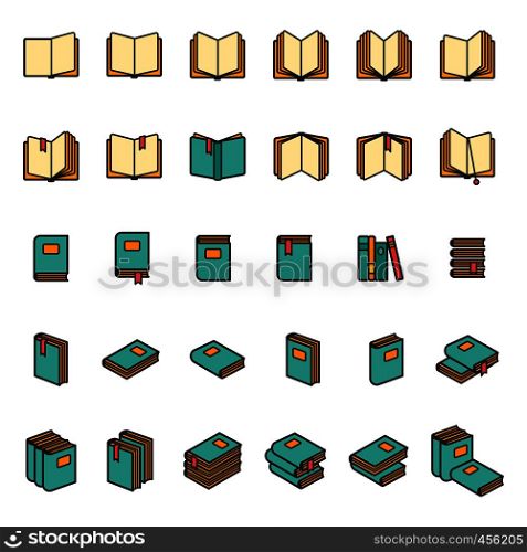 Office books and folders icons set. Vector illustration. Office books and folders icons set