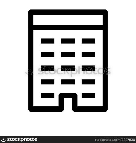Office building icon line isolated on white background. Black flat thin icon on modern outline style. Linear symbol and editable stroke. Simple and pixel perfect stroke vector illustration