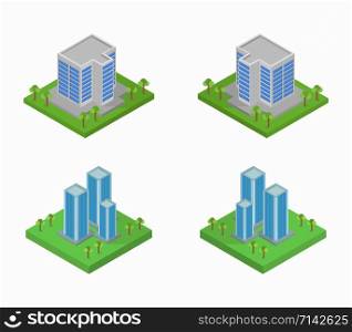 office building icon set