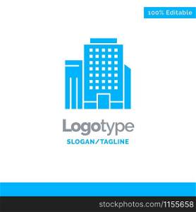 Office, Building, Job Blue Solid Logo Template. Place for Tagline