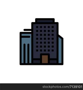 Office, Building, Job Flat Color Icon. Vector icon banner Template