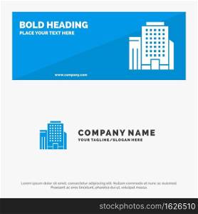 Office, Building, Job SOlid Icon Website Banner and Business Logo Template
