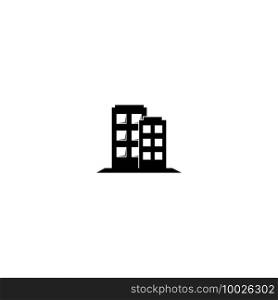 Office building sign icon in flat style. Apartment vector illustration on white isolated background. Architecture business concept.