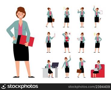 Office business woman character. Female manager working, talk phone and thinking. Girl doubt and find problem solution. Decent hr or boss vector person. Illustration of office female business. Office business woman character. Female manager working, talk phone and thinking. Girl doubt and find problem solution. Decent hr or boss vector person