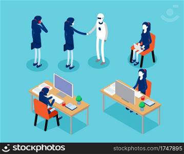 Office business woman. Isometric projection concept