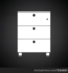 Office cabinet icon. Black background with white. Vector illustration.