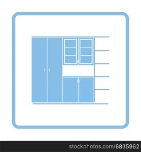 Office cabinet icon. Blue frame design. Vector illustration.
