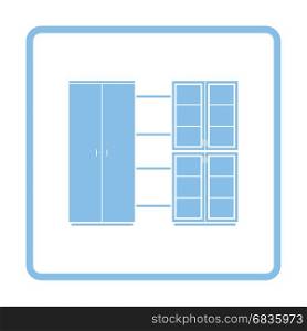 Office cabinet icon. Blue frame design. Vector illustration.