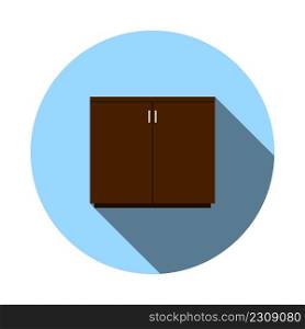 Office Cabinet Icon. Flat Circle Stencil Design With Long Shadow. Vector Illustration.