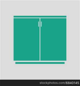 Office cabinet icon. Gray background with green. Vector illustration.
