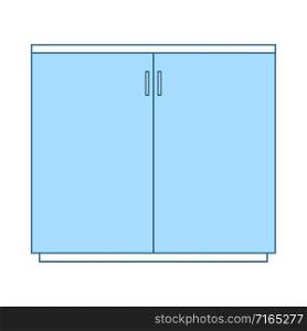Office Cabinet Icon. Thin Line With Blue Fill Design. Vector Illustration.