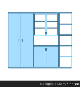 Office Cabinet Icon. Thin Line With Blue Fill Design. Vector Illustration.