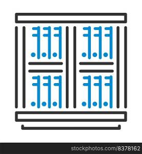 Office Cabinet With Folders Icon. Editable Bold Outline With Color Fill Design. Vector Illustration.