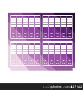 Office cabinet with folders icon. Flat color design. Vector illustration.