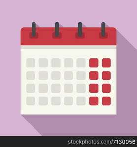 Office calendar icon. Flat illustration of office calendar vector icon for web design. Office calendar icon, flat style