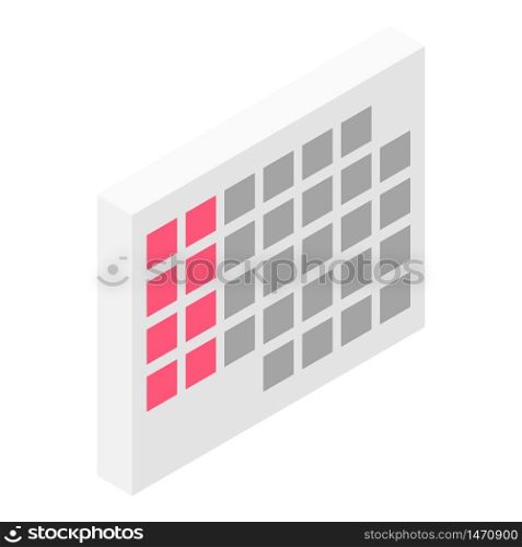Office calendar icon. Isometric of office calendar vector icon for web design isolated on white background. Office calendar icon, isometric style
