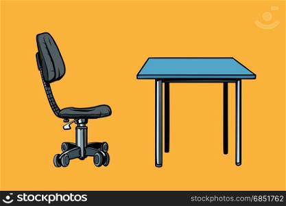 office chair and table. Pop art retro vector illustration. office chair and table