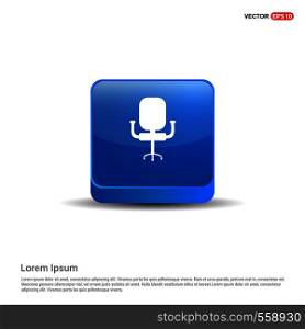 Office Chair Icon - 3d Blue Button.