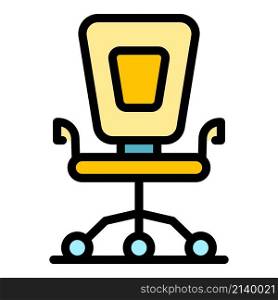 Office chair icon. Outline office chair vector icon color flat isolated. Office chair icon color outline vector