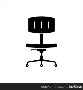 Office Chair Icon, Revolving Chair Vector Art Illustration