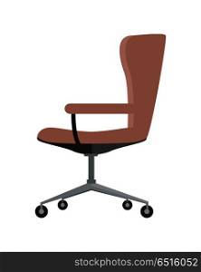 Office Chair Icon Symbol Isolated on White.. Office chair icon symbol isolated on white. Retro piece of furniture. Editable items in flat style for your web design. Part of series of accessories for work in office. Vector illustration