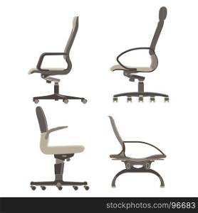 Office chair icon vector set business illustration furniture isolated design computer equipment collection