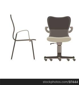 Office chair icon vector set business illustration furniture isolated design computer equipment collection