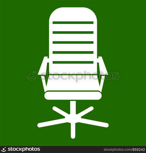 Office chair icon white isolated on green background. Vector illustration. Office chair icon green
