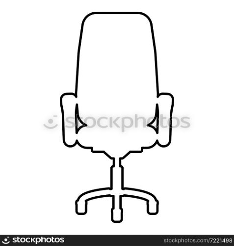 Office chair recliner contour outline icon black color vector illustration flat style simple image. Office chair recliner contour outline icon black color vector illustration flat style image