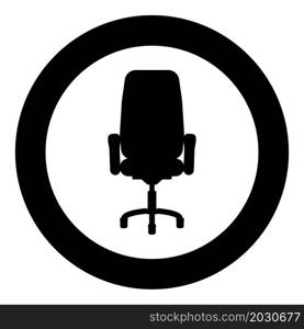 Office chair recliner icon in circle round black color vector illustration image solid outline style simple. Office chair recliner icon in circle round black color vector illustration image solid outline style