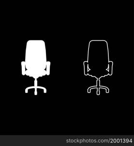 Office chair recliner icon white color vector illustration flat style simple image set. Office chair recliner icon white color vector illustration flat style image set