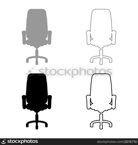 Office chair recliner set icon grey black color vector illustration image simple flat style solid fill outline contour line thin. Office chair recliner set icon grey black color vector illustration image flat style solid fill outline contour line thin
