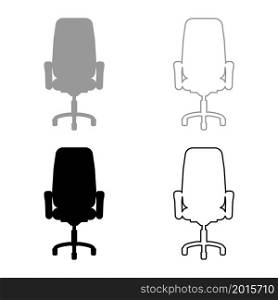 Office chair recliner set icon grey black color vector illustration image simple flat style solid fill outline contour line thin. Office chair recliner set icon grey black color vector illustration image flat style solid fill outline contour line thin