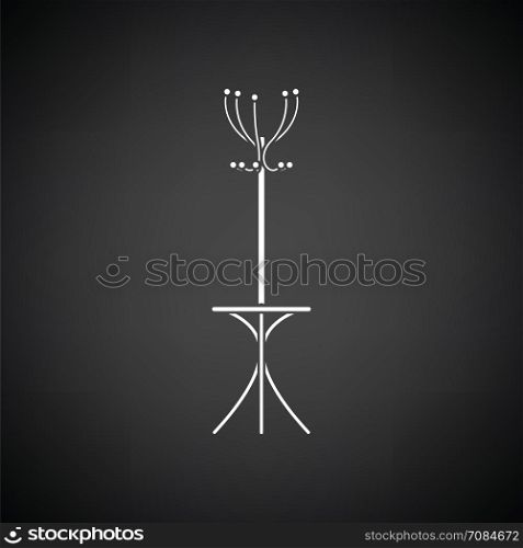 Office coat stand icon. Black background with white. Vector illustration.