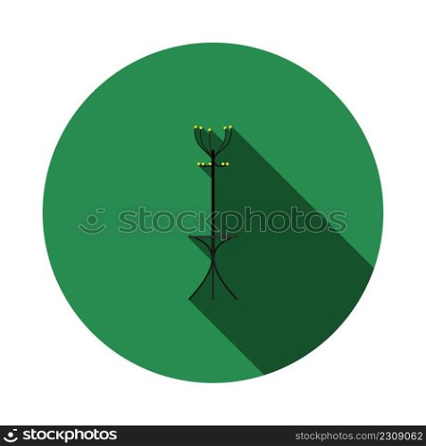 Office Coat Stand Icon. Flat Circle Stencil Design With Long Shadow. Vector Illustration.